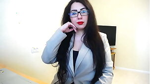 Hot Office Worker Suck Big Dildo and make Tittsjob with Huge Titts!