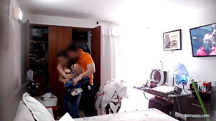 groping big breasted maid while she works