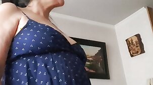 stepson asks stepmom to see her pussy and tits to give himself a handjob